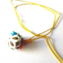 Sterling silver flower bracelet-Mustard yellow twisted silk thread-Flower filled with petrol silk-Adjustable-Natural inspired